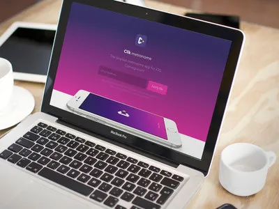 Clik Coming Soon app avenir next gradient icon ios iphone website