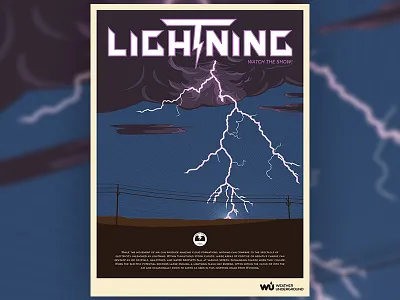 Lightning Weather Poster electric electricity illustration kapow lightning poster purple storm thunder weather weather underground wpa