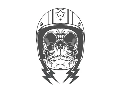 MC Skully caferacer chopper illustration motorcycle skulls vector