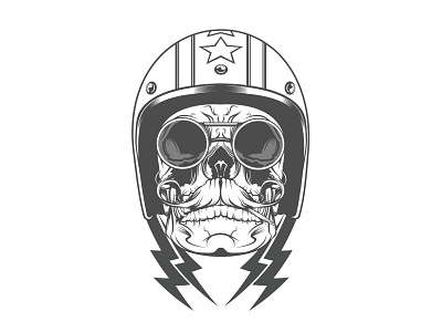 MC Skully caferacer chopper illustration motorcycle skulls vector