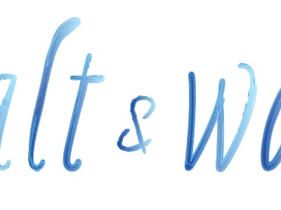 Salt & Water Lettering blue branding coastal handwritten logo magazine script watercolor