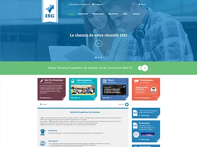 ISG Website design blue design green isg school ui university ux website