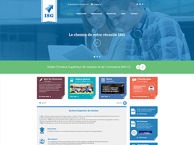 ISG Website design blue design green isg school ui university ux website