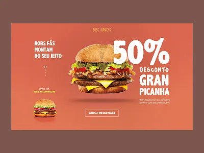 Pitch Bobs digital fast food hamburger hero interface landingpage site type website