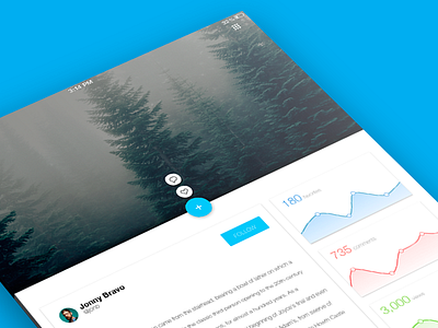Flickr Profile Page - Material Concept - Full buttons concept design floating graph material material design redesign stats ui ux web design