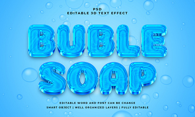 Buble Soap 3d editable psd text effect abstract font editable text effect
