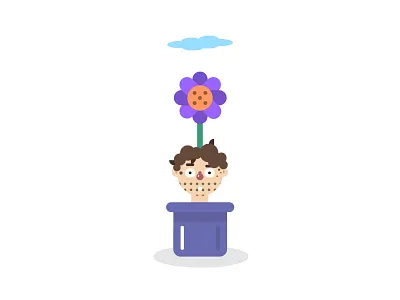 Hiding animation annoying cartoon character dirt flat flower gif illustration pot