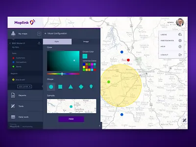 Maps Customization flat gis map picker saas ui user interface ux visual design