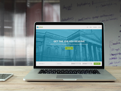 Recruitment home page blue fullscreen image hero unit jobs overlay recruitment