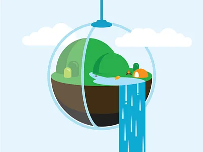 Outdoor Terrarium camp fish globe hills illustration outdoor terrarium water