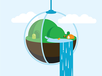 Outdoor Terrarium camp fish globe hills illustration outdoor terrarium water