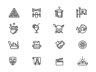 Icon concept catzwolf concept design icons illustrations illustrator line set stroke vector