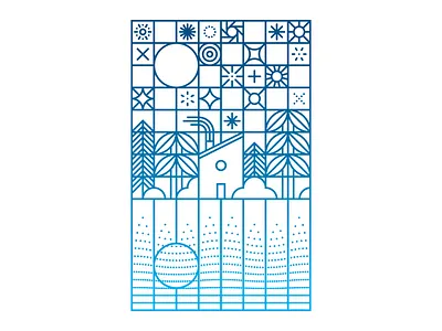 California Stars illustration letterpress split fountain