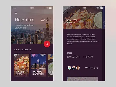 City App Concept app city concept material mobile purple ui