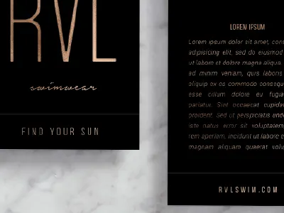 logo exploration for RVL black copper design foil layout logo script summer swim tag