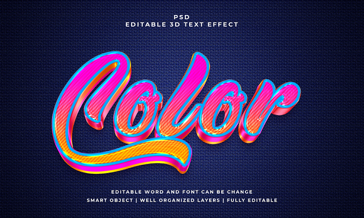 Color 3d Editable Psd Text Effect By Md Nazir Hossain On Dribbble