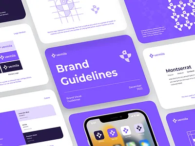 Vermila - Health App Logo & Brand Guidelines brand identity branding clinic design doctor health healthcare hospital identity logo medical medicine patient pharma pharmaceuticals pharmacy phisical strengh symbol vector