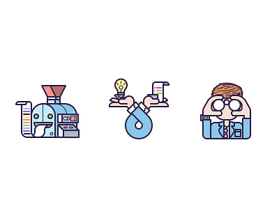 Tiny Icon Animations: New & Fixed after effects animated gif bulb character colorful gif glasses illustration loop machine simple