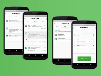 TRANSFER app menu detail app design detail material menu