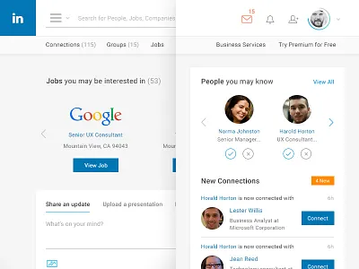 Linkedin Redesign clean concept design flat linkedin material redesign ui ux web