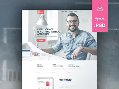Freelancer clean free freebie freelancer minimal psd template webdesign
