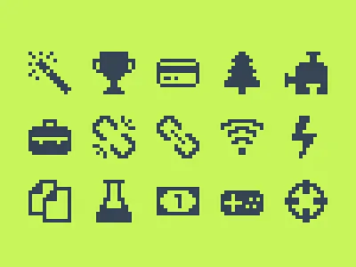 Pixelified (week 4): 15 Free icons 8bit font free freebie icon pack icon set icons pixel icons pixelart pixelated pixels svg