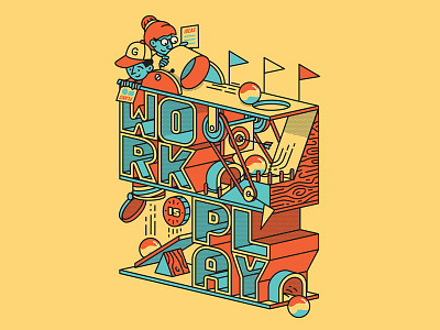 Work is Play illustration machine play pool san francisco work
