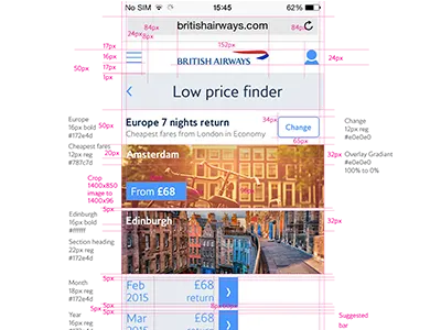 Mobile web UI Markup airline clean flat icons ios iphone minimal mobile travel ui ux web