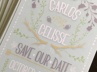Save The Dates nature rustic save the dates teal wedding woodland
