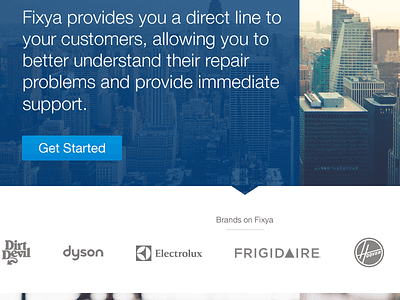 Fixya Manufacturer Landing Page analytics brand data vis graph landing page stats ui ux web webpage website