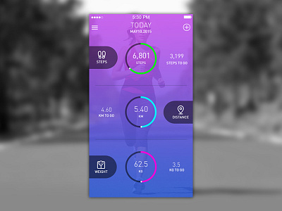 Fitness Mobile App - Workout android app distance fitness health ios mobile screenshot steps ux weight workout