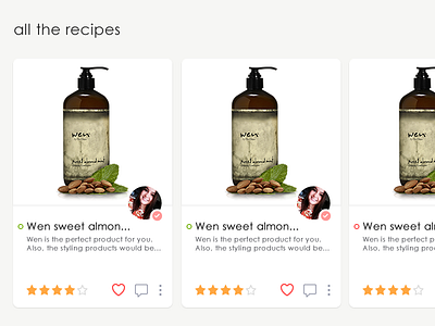 Layout Simple app cards clean layout recipes reviews sidebar ui ux web