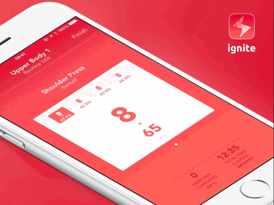 Active Workout Animated UI animated animation bodybuilding exercise fitness ignite muscle sport tracker workout workout tracker