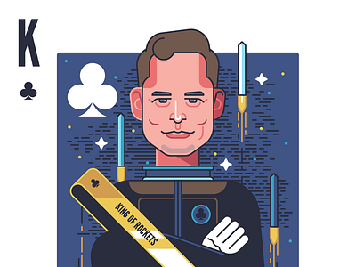 King of Rockets character clubs elon musk face king playing card playing cards rocket space spacex