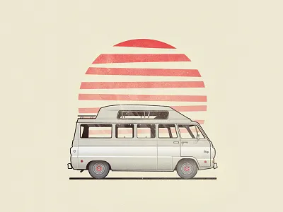 Swenyo Van dodge stroke sun texture van vector vintage