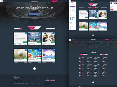 X Gamer website design clean colors composing step filtering fresh game member notification online post process ui ux