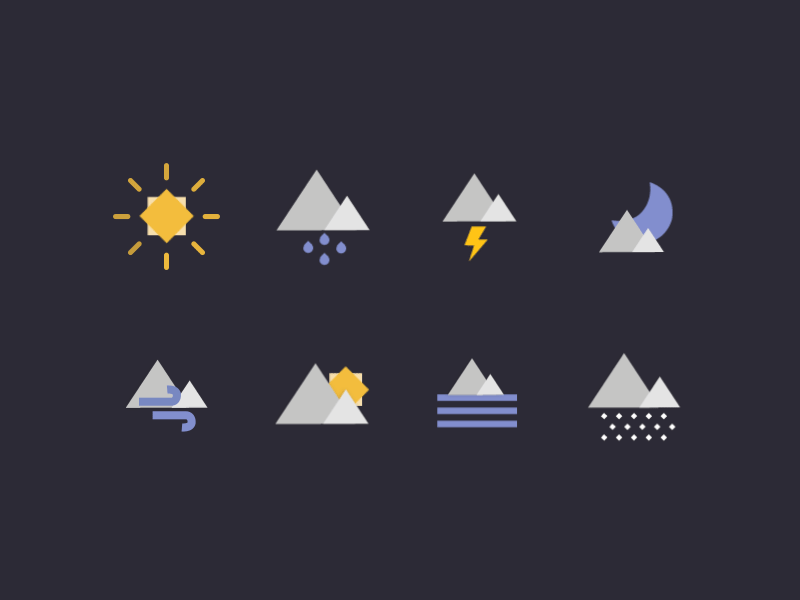 Geometric Weather_Freebie ae animation cool flat freebie freeicon geometric gif motion rain sunny weather