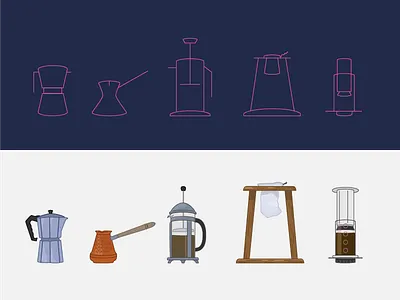 A Study in Abstraction : Coffee Preparation 1px abstraction coffe icons