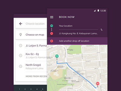Book Now android chat contact deliver flat form list map material menu search table