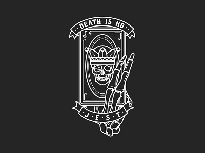 Death is No Jest card design illustration jest joker modern quote skull tattoo traditional vector