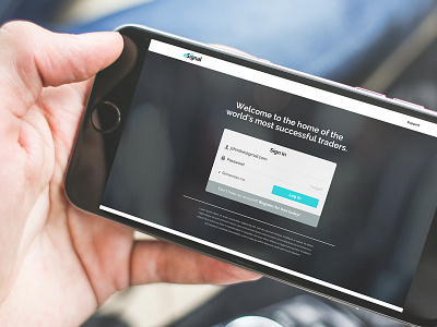 Iphone Login branding clean dashboard design landing lead generation risk stock trading ui ux
