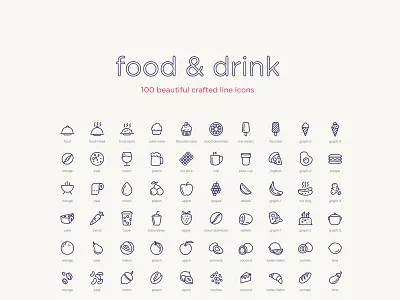 100 Food & Drink Icons bangalore drink food free icons india ios line icons minimal restaurant