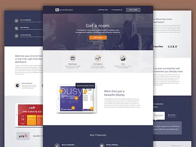 Eventboard Landing Page animation conference full screen homepage ipad landing page layout room ui ux web design website