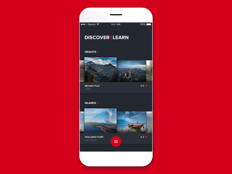 Navigation at the bottom animation app discover elastic fab gallery material menu motion navigation red sidebar