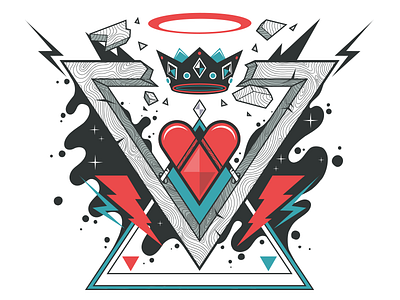 Viacom Wall sticker crown decor decoration flash fluid glory heart sticker triangle wall wall art wood