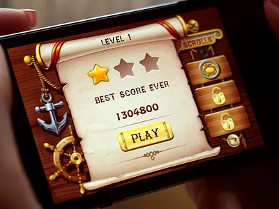 Game Ui Pop Up anchor art casual game gold matching mobile play rope slots ui vector