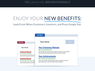 YEC Partnership: Newsletter Email announcement brandyourself email newsletter pete kistler