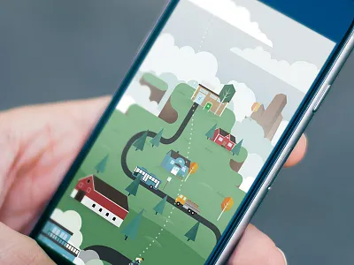 Digital world autumn clouds farm flat house mountains naturskyddsföreningen red house scroll truck world