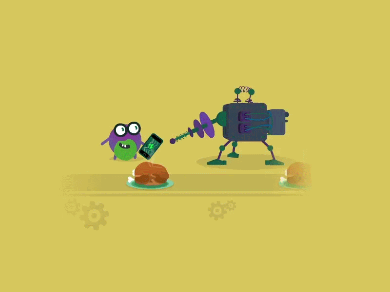 Cortex animation artwork chicken flash flat food smartphone illustration lazer machine skeleton