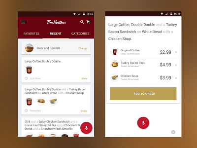 Tim Hortons Pre-Order android app material mobile tim hortons